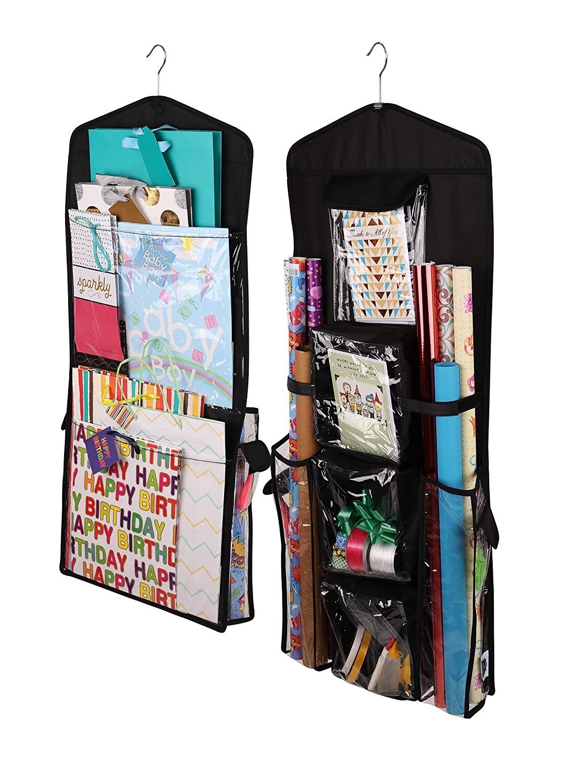 Dual-Sided Gift Bag Organizer & Tissue Paper Holder (Black