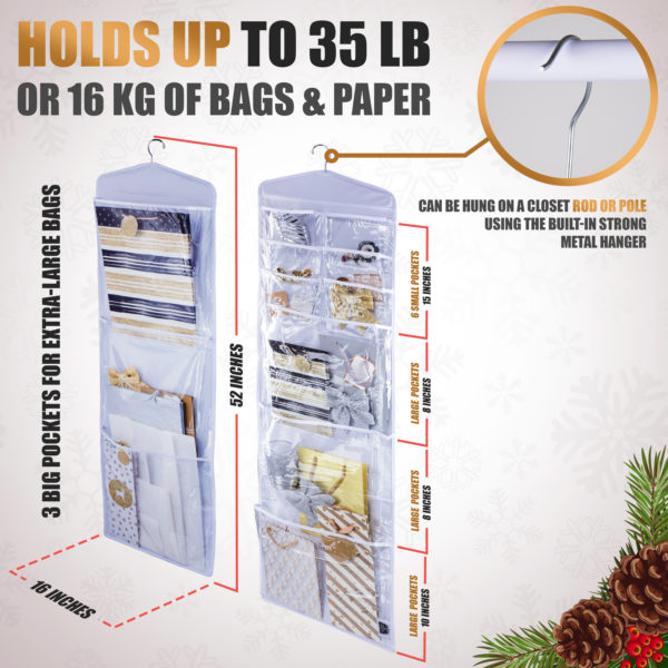 Dual-Sided Gift Bag Organizer & Tissue Paper Holder (Black